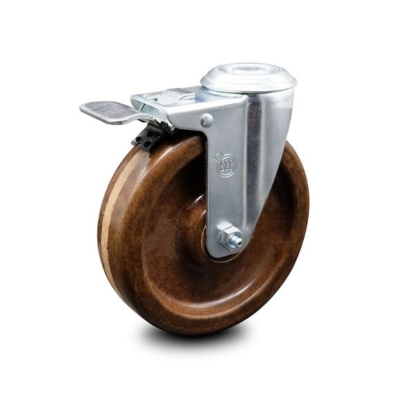 6 Inch High Temp Phenolic Wheel Bolt Hole Caster with Total Lock Brake SCC